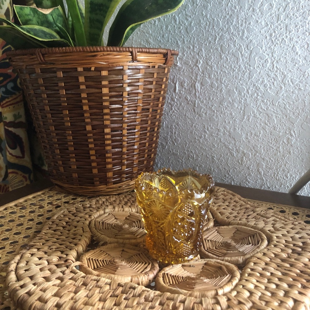 Imperial Glass Co Amber Toothpick/Votive Holder in Bellaire Pattern
